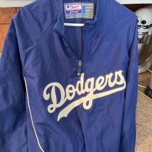 Dodgers Majestic Cool Base Dugout Pullover Jacket Mens L Blue